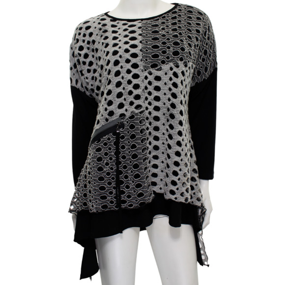 IC by Connie K Tops - IC by Connie K Perforated Tunic Top Knit Lagenlook Artsy